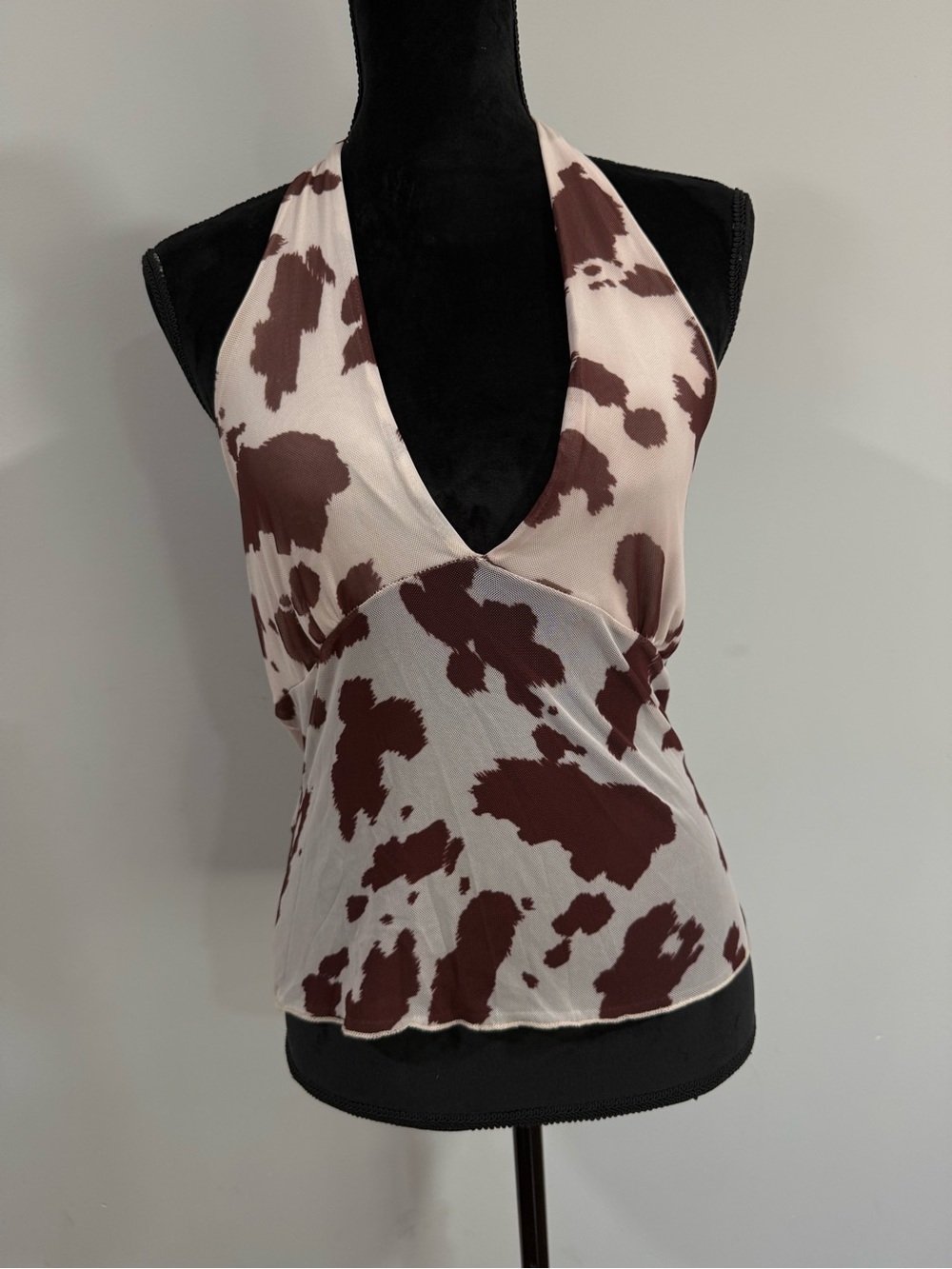 See You Monday Brown and Cream Halter V-Neck Cami
